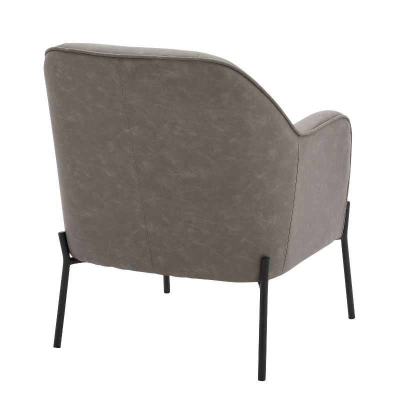 Daniella Contemporary Accent Chair Black/Gray - LumiSource: Upholstered Faux Leather, Steel Frame, Foam Cushion