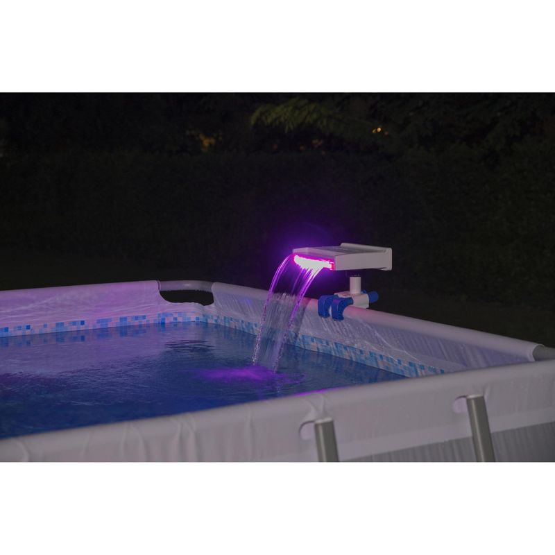 Bestway 58619E Flowclear Soothing 7 Mode Multi Colored LED Relaxing Waterfall Cascade Above Ground Swimming Pool Attachment, White