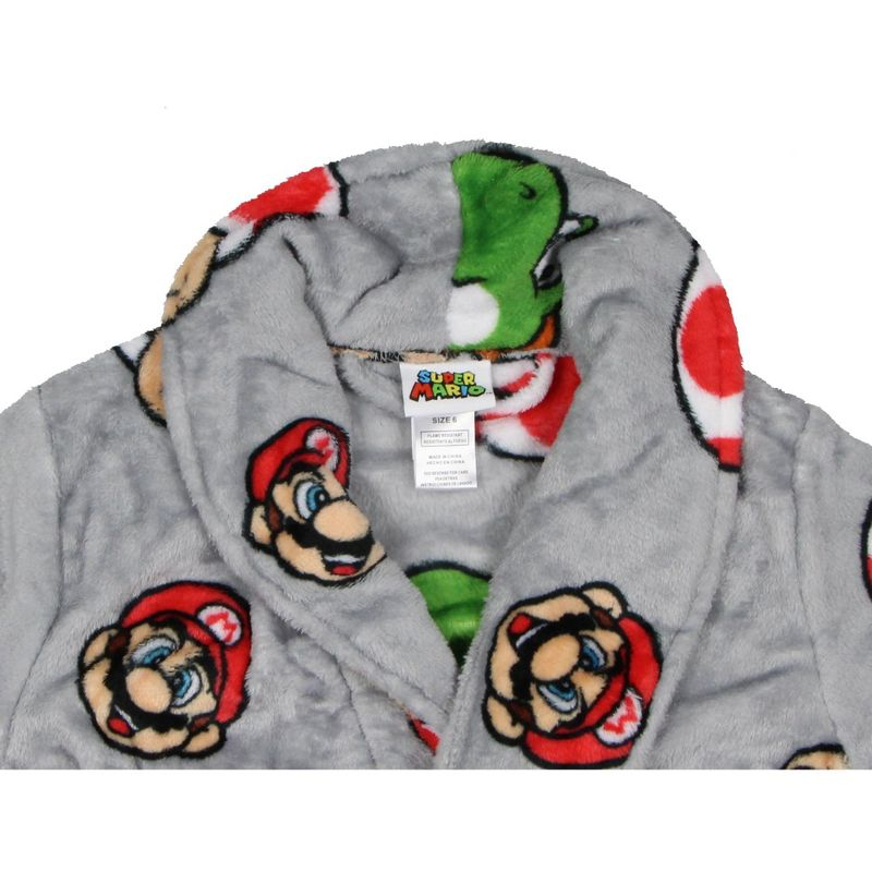 Nintendo Boys' Super Mario Yoshi and Super Mushroom Kids Fleece Robe (6)
