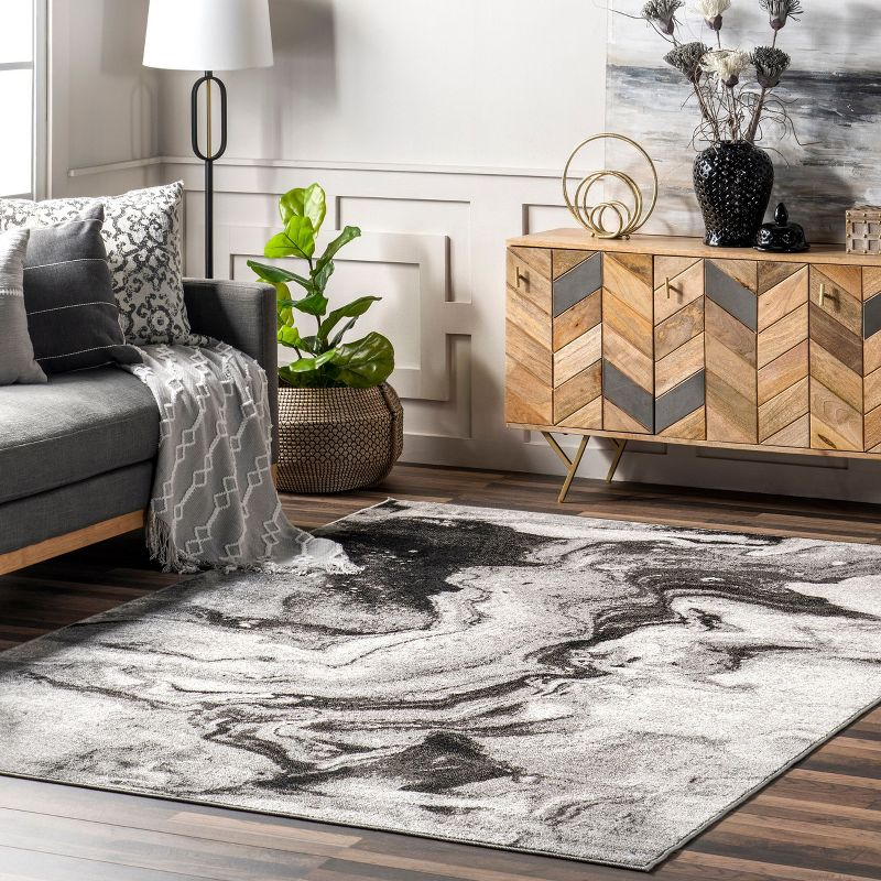 Nuloom Remona Abstract 7x9 Indoor Area Rug for Living Room Bedroom Dining Room Kitchen, Grey/Ivory