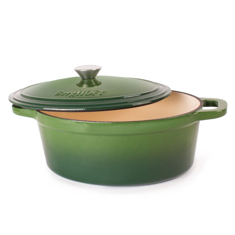 BergHOFF Neo 5Qt. Cast Iron Oval Covered Dutch Oven, Green