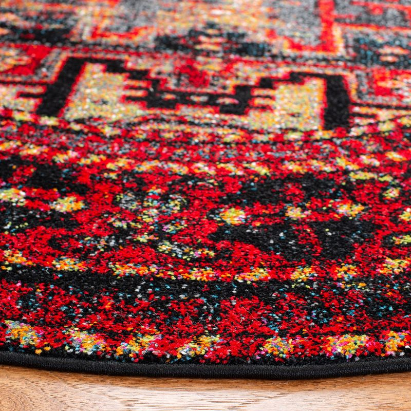 Vintage Hamadan VTH213 Power Loomed Area Rug - Red/Multi - 3' round - Safavieh.