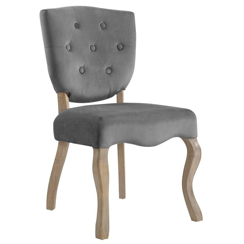 Modway Array Vintage French Performance Velvet Dining Side Chair Gray