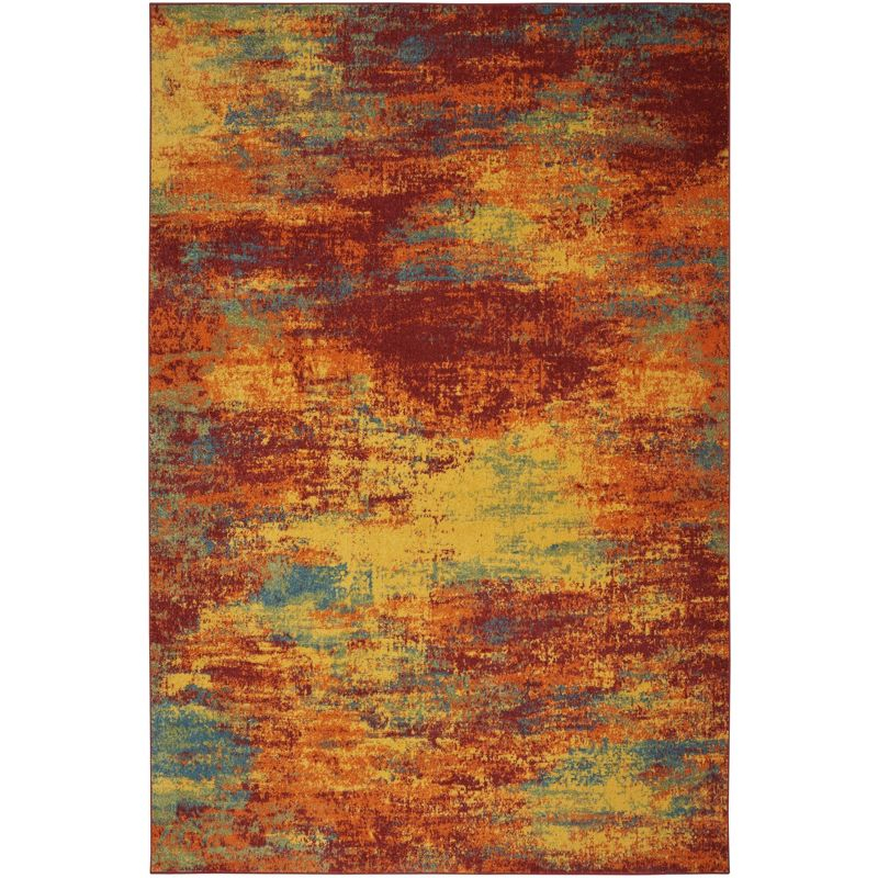 Nourison Essentials Abstract Indoor Outdoor Rug Flame 4' x 6'