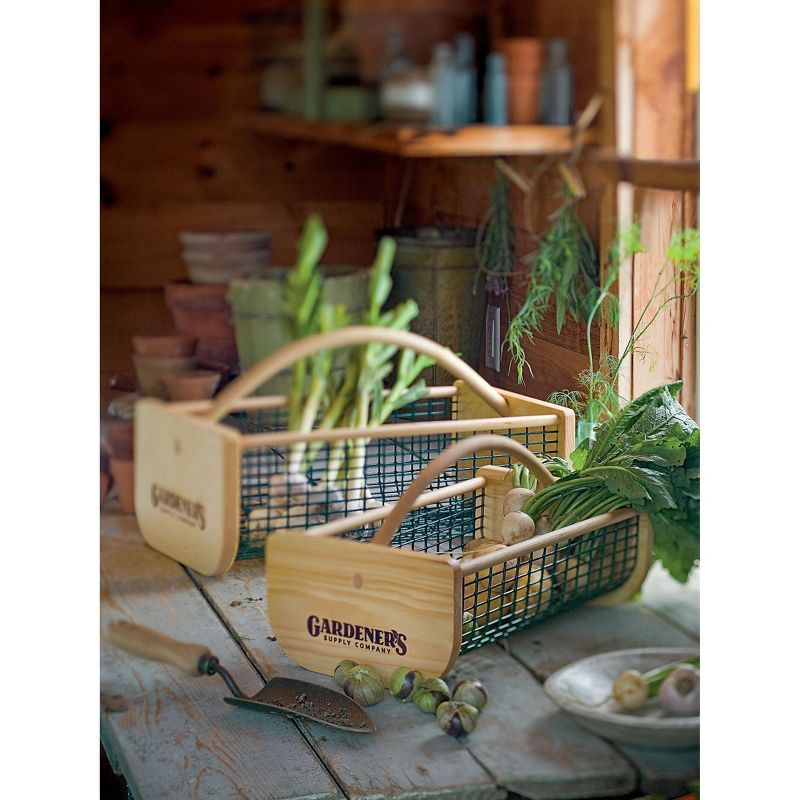 Gardeners Supply Company Garden Hod Harvest Basket | Versatile Gardening Fruits & Vegetables Gathering Basket | Natural Smooth Pine - Maple Frame &