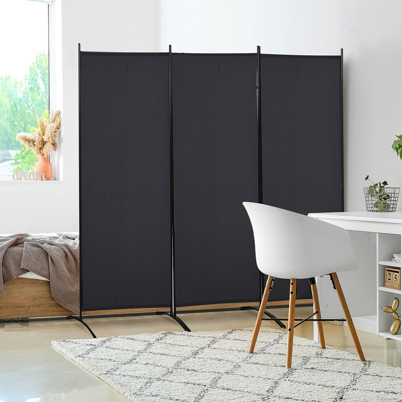 HOMCOM 3-Panel Room Divider Folding Privacy Screen Separator Partition Wall for Indoor Bedroom Office 100" x 72" Black