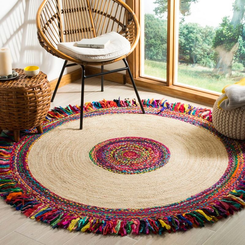 Cape Cod CAP205 Hand Woven Area Rug - Ivory/Red - 8' round - Safavieh.