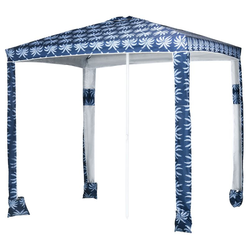 Outsunny Quick Beach Cabana Canopy Umbrella, 6.5' Easy-Assembly Sun-Shade Shelter with Sandbags, Cool UV50+ Fits Kids & Family, Blue