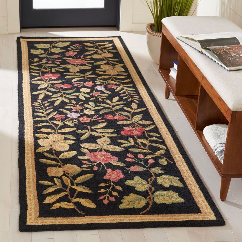 Chelsea HK210 Hand Hooked Runner Rug - Black - 2'6"x12' - Safavieh.