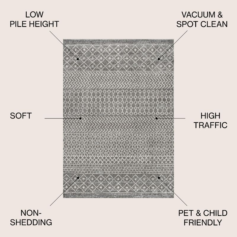 3' x 5' Arta Moroccan Modern Geometric Rug Area Rug, Gray/Cream - JONATHAN Y