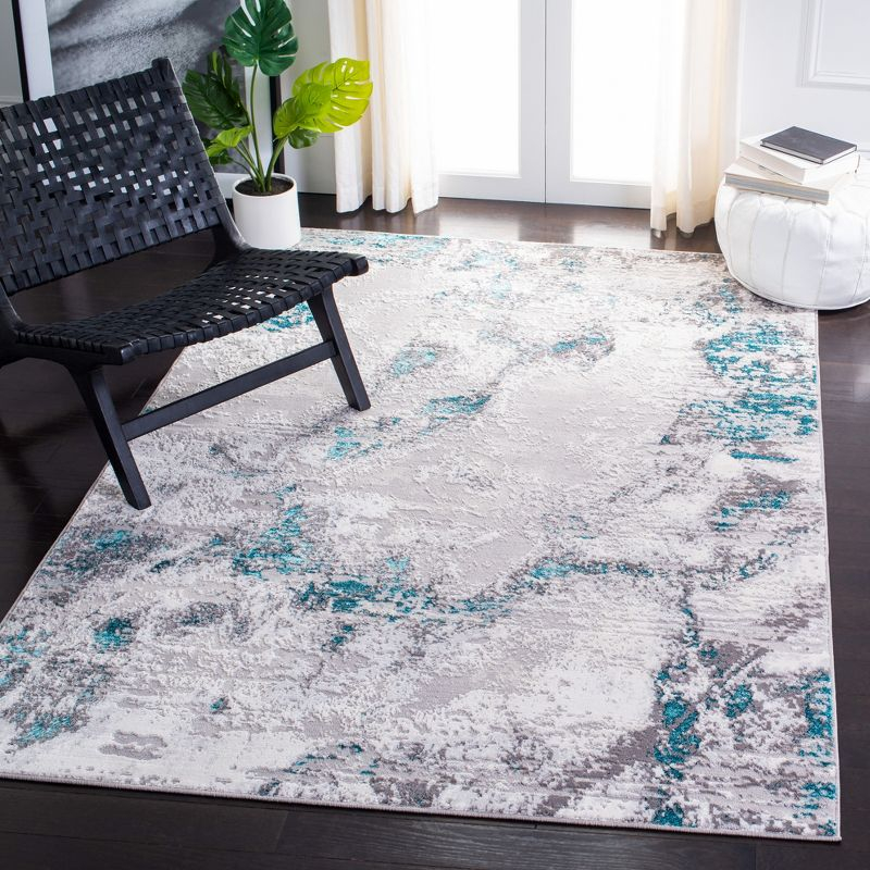 Amelia ALA232 Power Loomed Area Rug - Grey/Turquoise - 4'5"x6'5" - Safavieh.