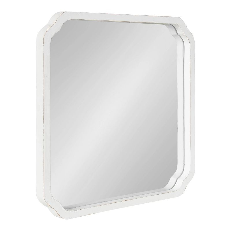 Kate & Laurel All Things Decor 24"x24" Marston Farmhouse Rectangle Wall Mirror White: No Assembly, Wood Frame, Wall Mounted