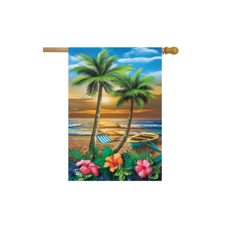 Briarwood Lane Sunset in Paradise House Flag Nautical Tropical Palm Trees 28" x 40"