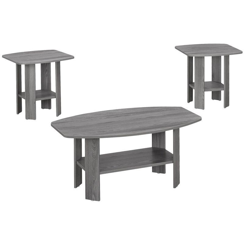 Monarch Specialties Table Set 3Pcs Set Coffee End Side Accent Living Room Laminate Grey Transitional