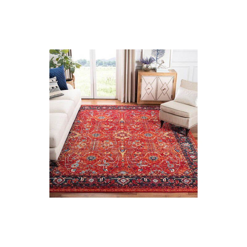 Vintage Hamadan VTH220 Power Loomed Indoor Area Rug - Orange/Navy - 8'x10' - Safavieh