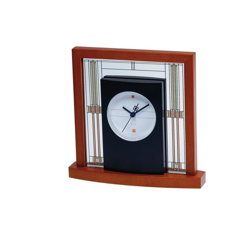 Bulova Clocks Frank Lloyd Wright Willits Table Clock,  Light Cherry