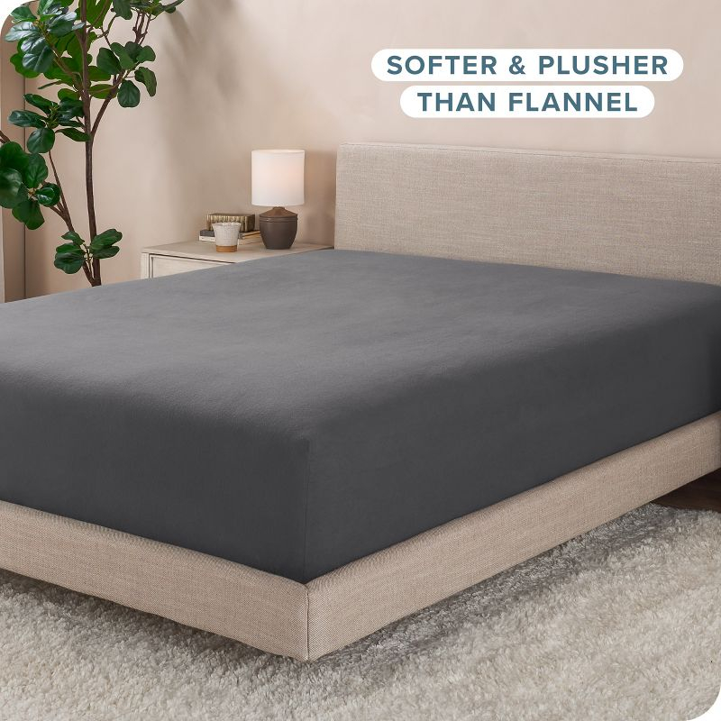 Twin XL Grey Polar Fleece Fitted Sheet by Bare Home