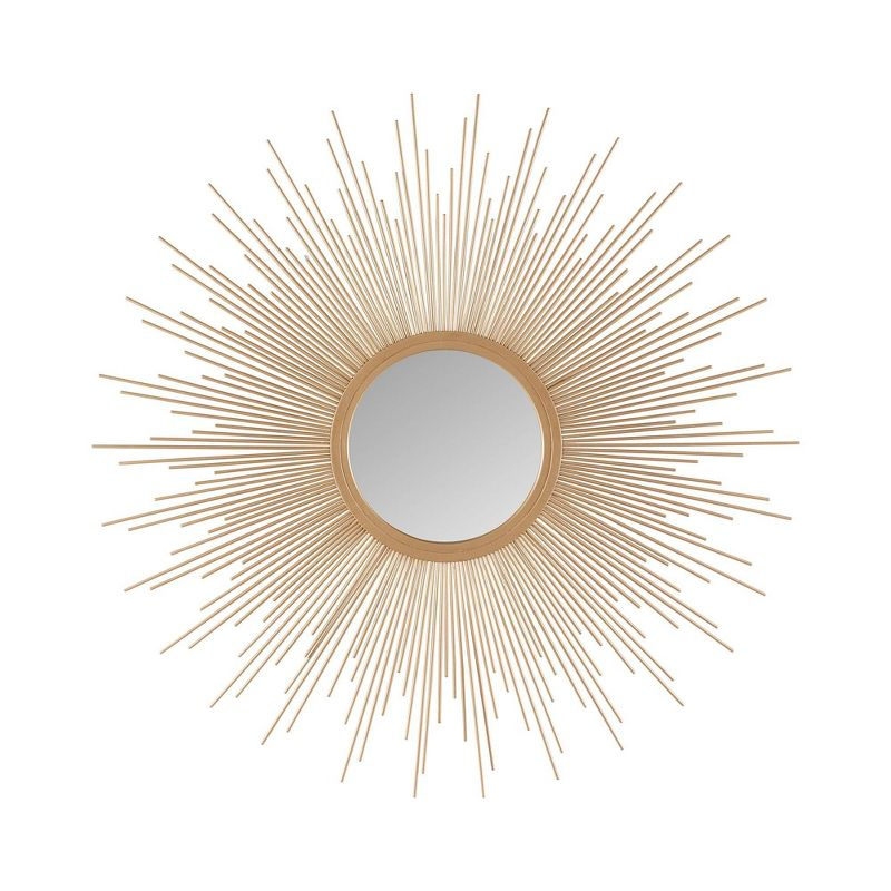 29.5" Round Dia Fiore Sunburst Decorative Wall Mirror Gold - Madison Park