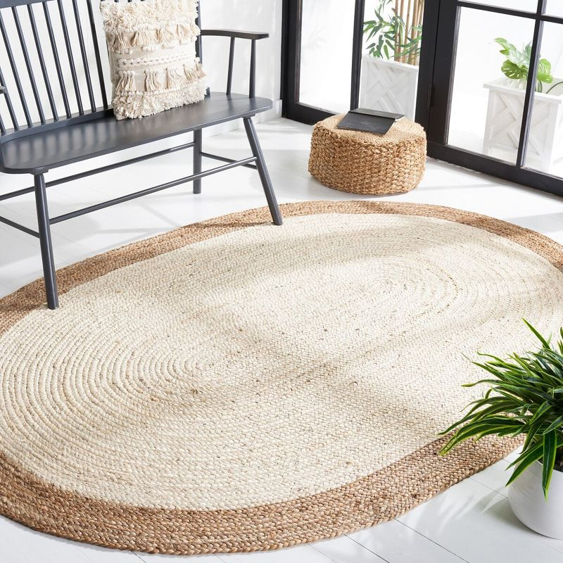 Natural Fiber NF801 Hand Woven Area Rug - Ivory/Natural - 4'x6' Oval - Safavieh.