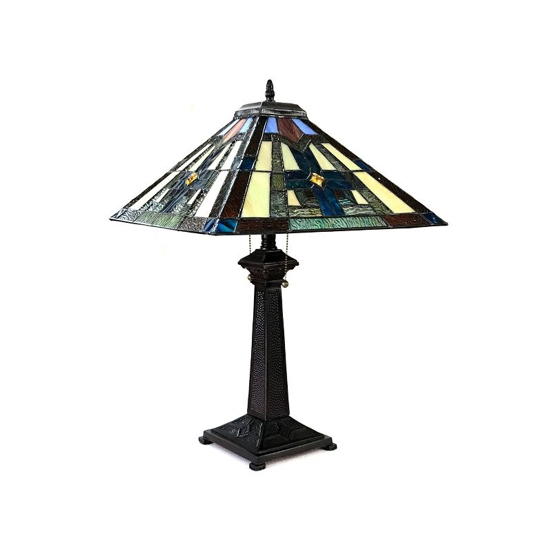 Chloe Lighting Taite Tiffany-style 2 Light Mission Table Lamp 16" Shade