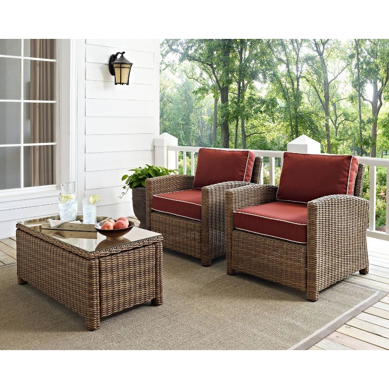 Bradenton 2pk Outdoor Wicker Chair Set - Sangria - Crosley: Steel Frame, UV & Weather-Resistant Patio Accent Chairs