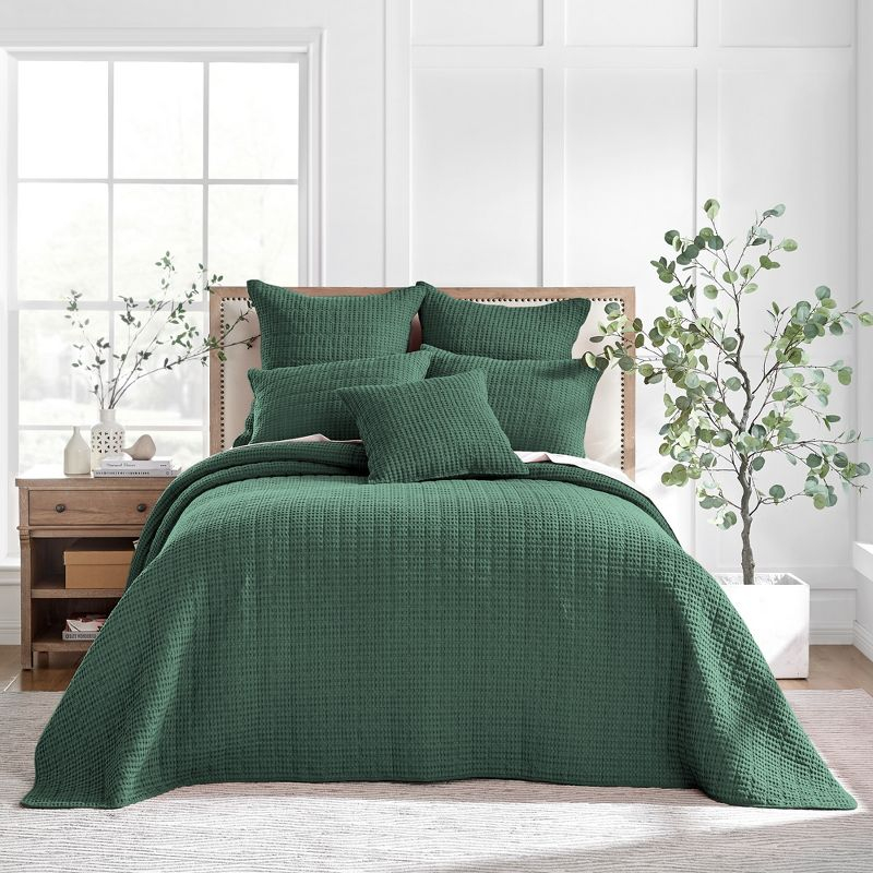 Mills Waffle Forest Green King Bedspread Set - Levtex Home
