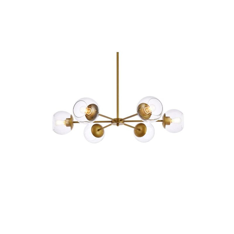 Elegant Lighting Briggs 30 inch pendant in brass with clear shade