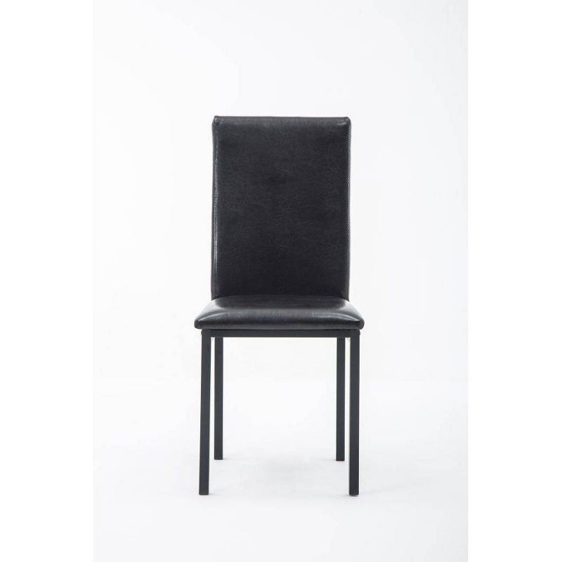 Set of 4 Arjen Dining Chairs Black - Boraam: Faux Leather, Metal Frame, Contemporary Style