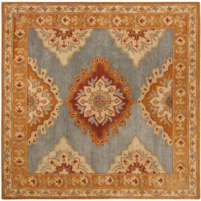 Heritage HG408 Handmade Area Rug - 6'x6' - Blue/Rust - Safavieh