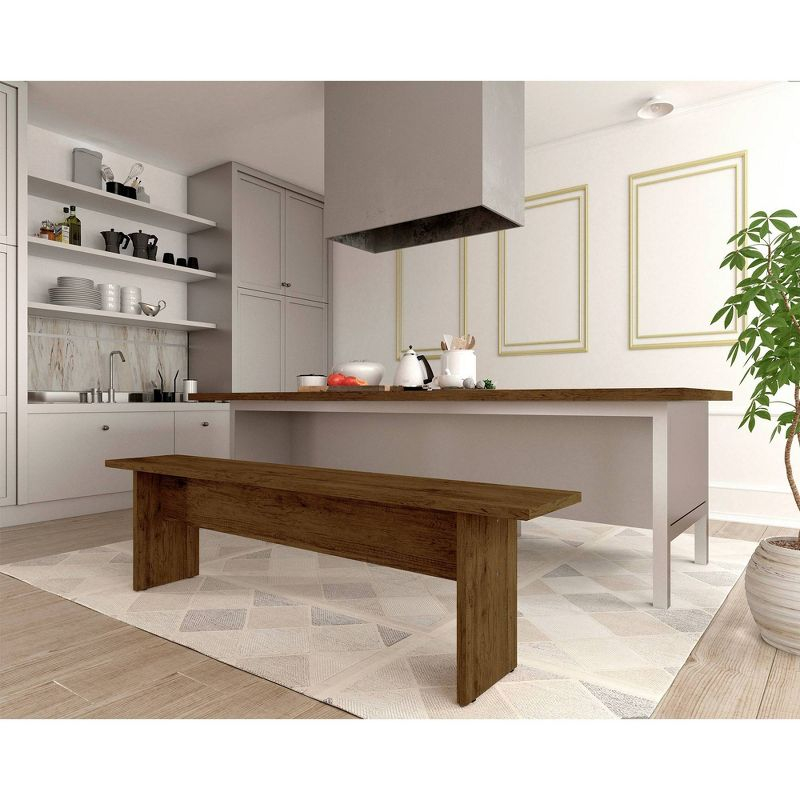 67.91" Nomad Dining Bench Natural - Manhattan Comfort: Rustic Farmhouse Style, Seats 2