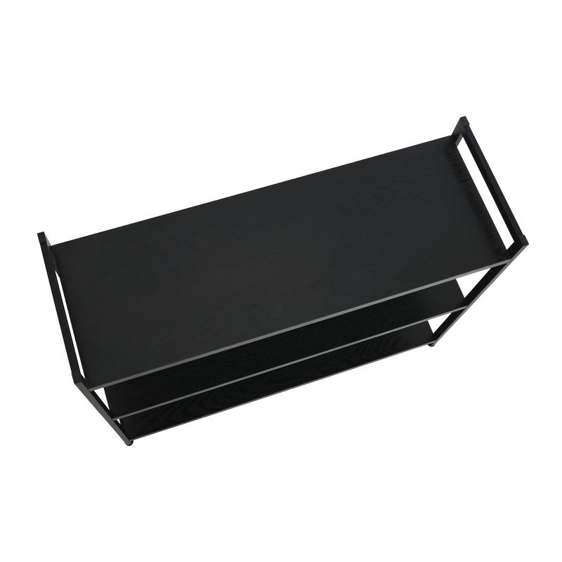 Household Essentials 32.5" Jamestown Wide 3 Shelf Bookshelf Black Oak: Sturdy Iron Frame, Adult Assembly Required