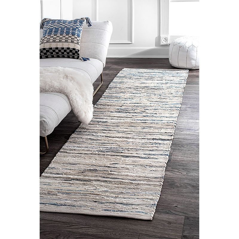 Nuloom Maile Cotton Kitchen Runner Indoor Area Rug - Hallway, Entryway, 2' 6" x 8', Blue