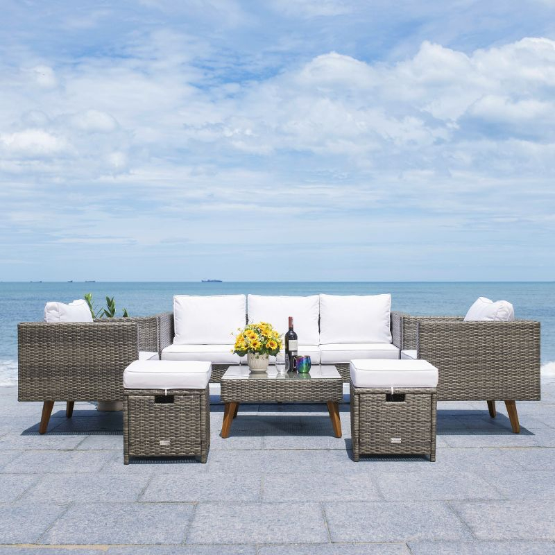 Presla 6 Pc Living Set - Indoor/Outdoor - PAT7715 - Grey Brown/White - Safavieh