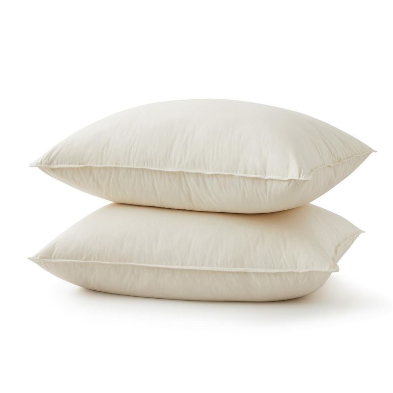 Peace Nest 100% Organic Cotton Down Feather Bed Pillows Set of 2, Pillow-in-a-pillow design, Non-Gusset, Standard