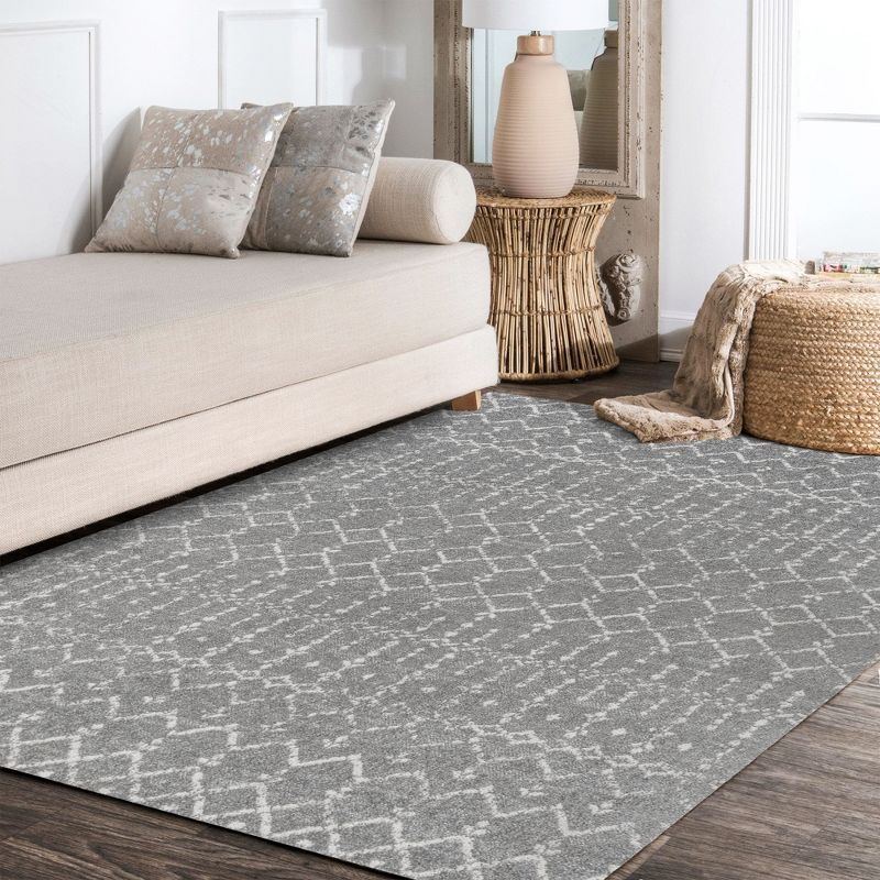 JONATHAN Y Moroccan HYPE Boho Vintage Diamond Gray/Ivory 3 ft. x 5 ft. Area Rug