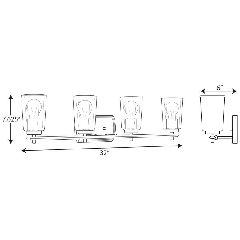 Progress Lighting Adley 4-Light Bath Vanity in Polished Nickel with Clear Glass Shades