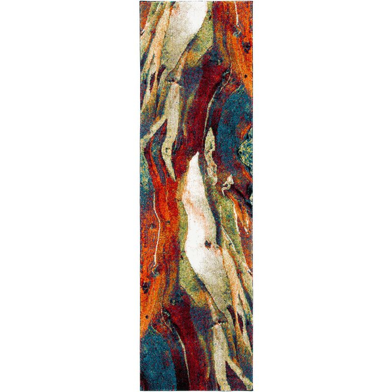 Glacier GLA126 Power Loomed Indoor Runner - Red/Green - 2'3"x18' - Safavieh