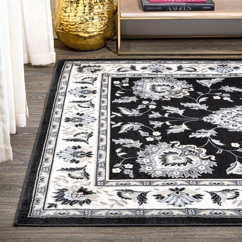 5'x 8' Cherie French Cottage Area Rug, Black/Cream - JONATHAN Y