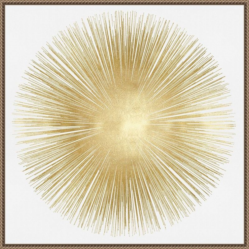 30"x30" Sunburst Soft Gold I by Abby Young Framed Canvas Wall Art Print Bronze - Amanti Art: Modern Style, Polystyrene Frame