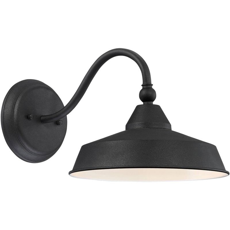 John Timberland Willard Industrial Rustic Wall Light Sconce Textured Black Hardwire 10" Fixture LED Metal Dome Shade for Bedroom Bathroom Vanity House