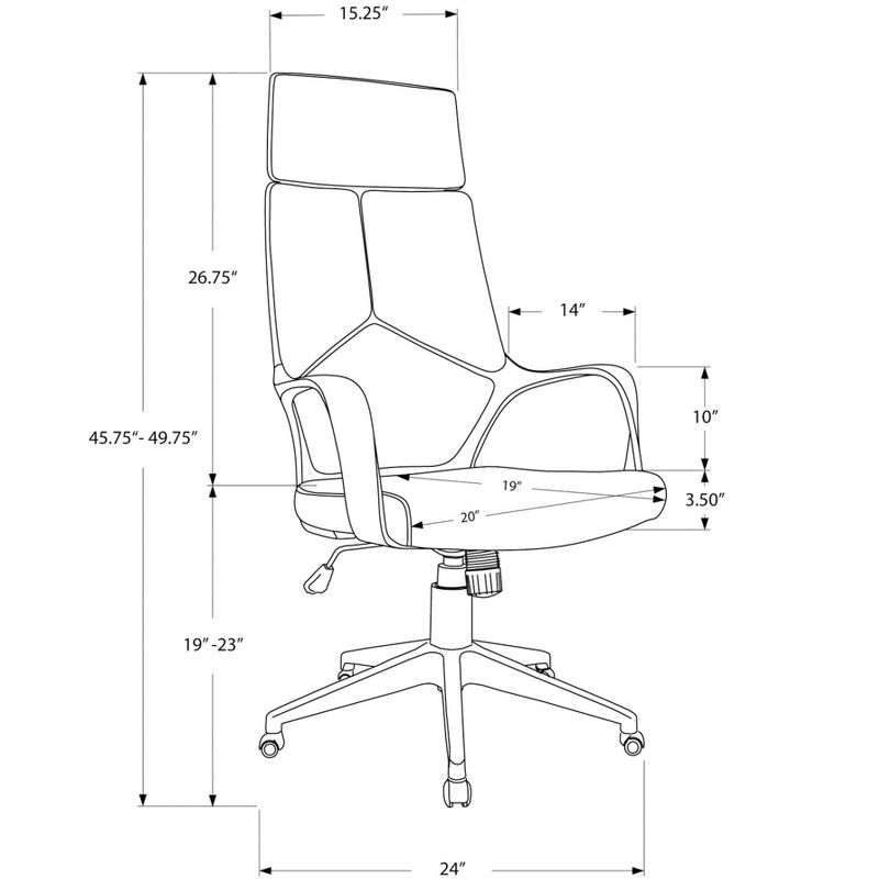 Monarch Specialties Office Chair Adjustable Height Swivel Ergonomic Armrests Computer Desk Work Metal Fabric White Grey Contemporary Modern