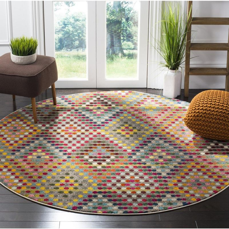 Monaco MNC204 Power Loomed Indoor Area Rug - Multi/Beige - 6'7" Round - Safavieh