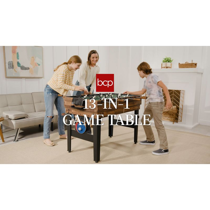 Best Choice Products 13-in-1 Combo Game Table Set w/ Ping Pong, Foosball, Basketball, Hockey, Archery - Natural