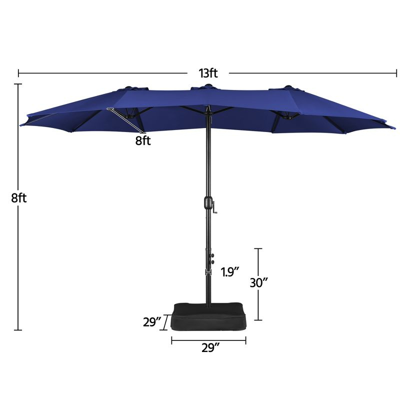 Yaheetech 13 ft Outdoor Patio Umbrella with Crank, Navy Blue