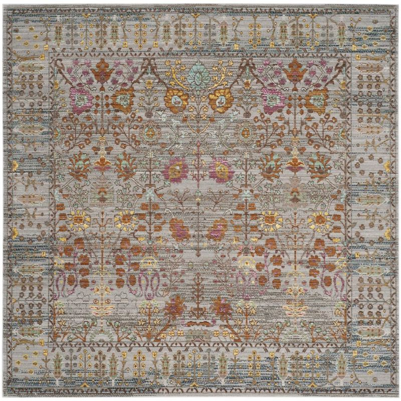 Valencia VAL108 Power Loomed Indoor Area Rug - Grey/Multi - 6'7"x6'7" - Safavieh
