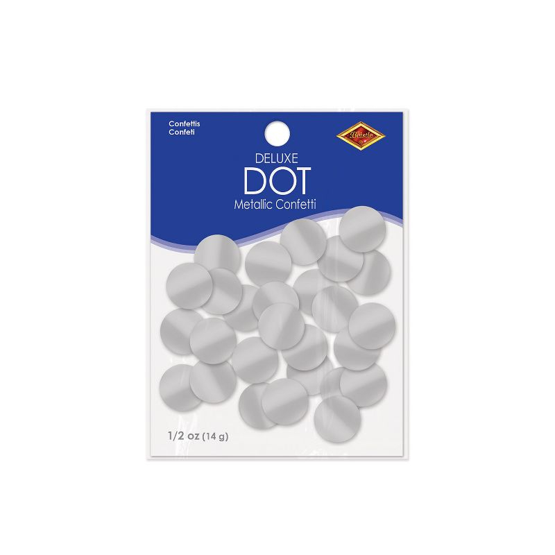 Beistle Metallic Silver Deluxe Dot 1" Confetti, 3 bags at .5 oz, (1.5 Oz/Pkg) Silver