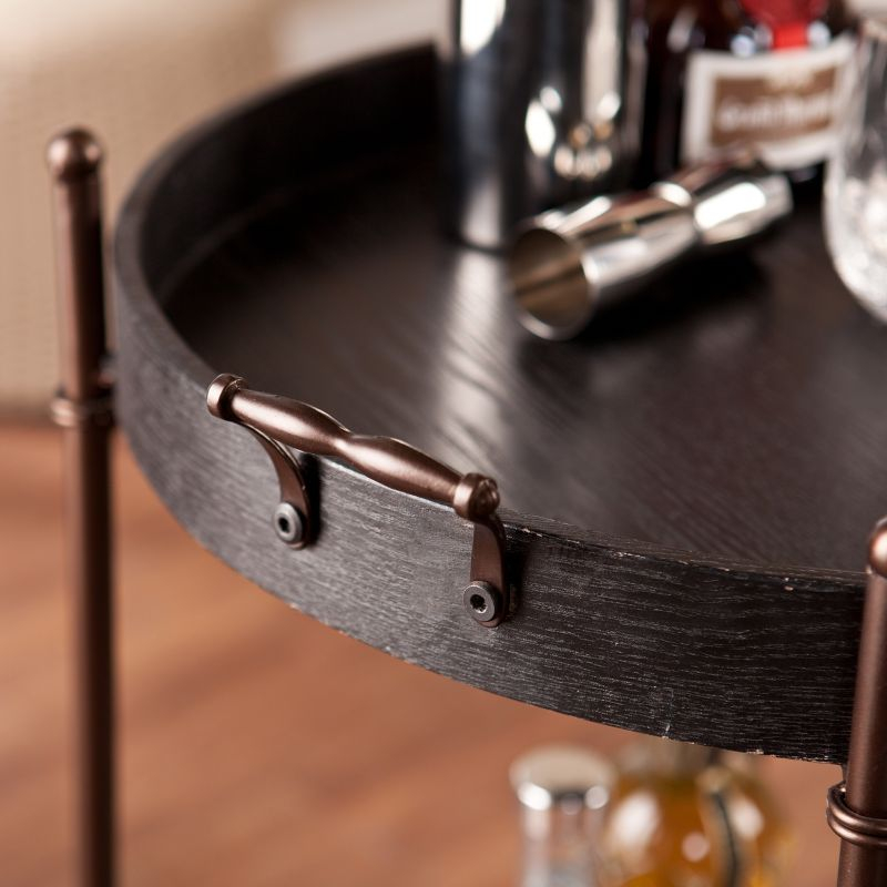Alfred Two-Tier Round Butler Table - Black - SEI