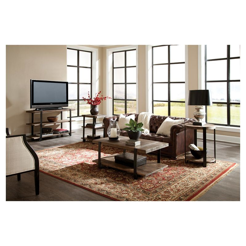 42" Modesto Solid Coffee Table Brown - Alaterre Furniture: Industrial Style, Reclaimed Wood, Metal Legs, Fixed Shelf