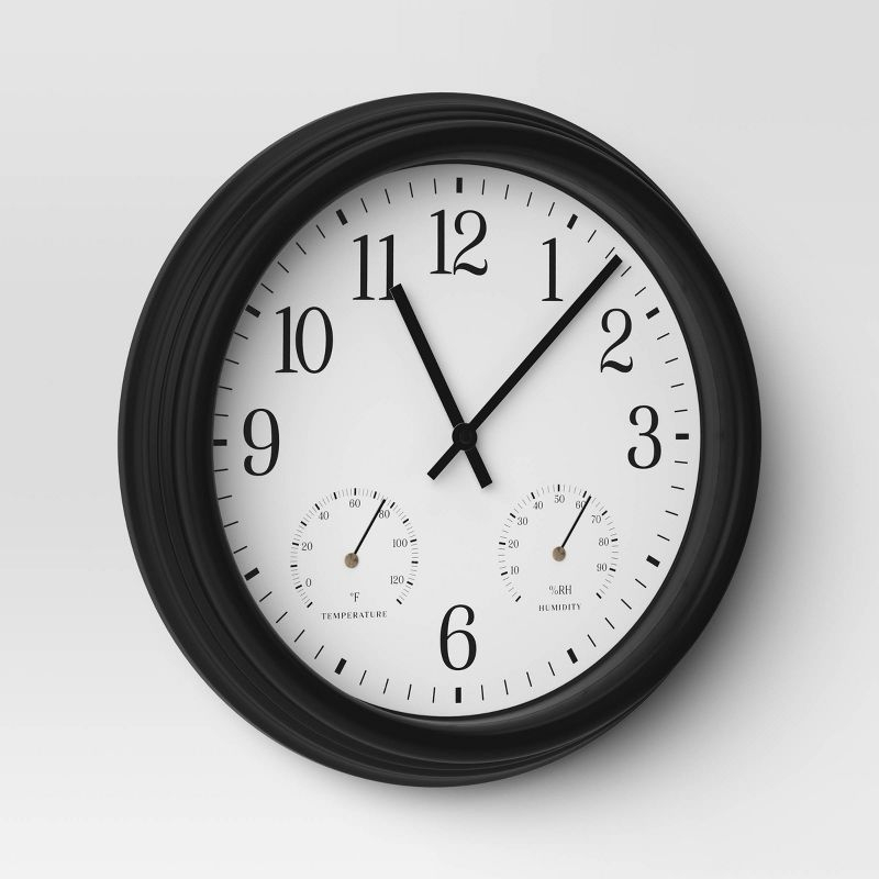 16" Outdoor Wall Clock Charcoal Gray - Threshold™