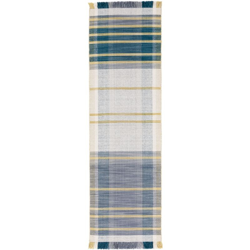 Striped Kilim STK706 Hand Woven Runner Rug - Beige/Teal - 2'3"x8' - Safavieh.